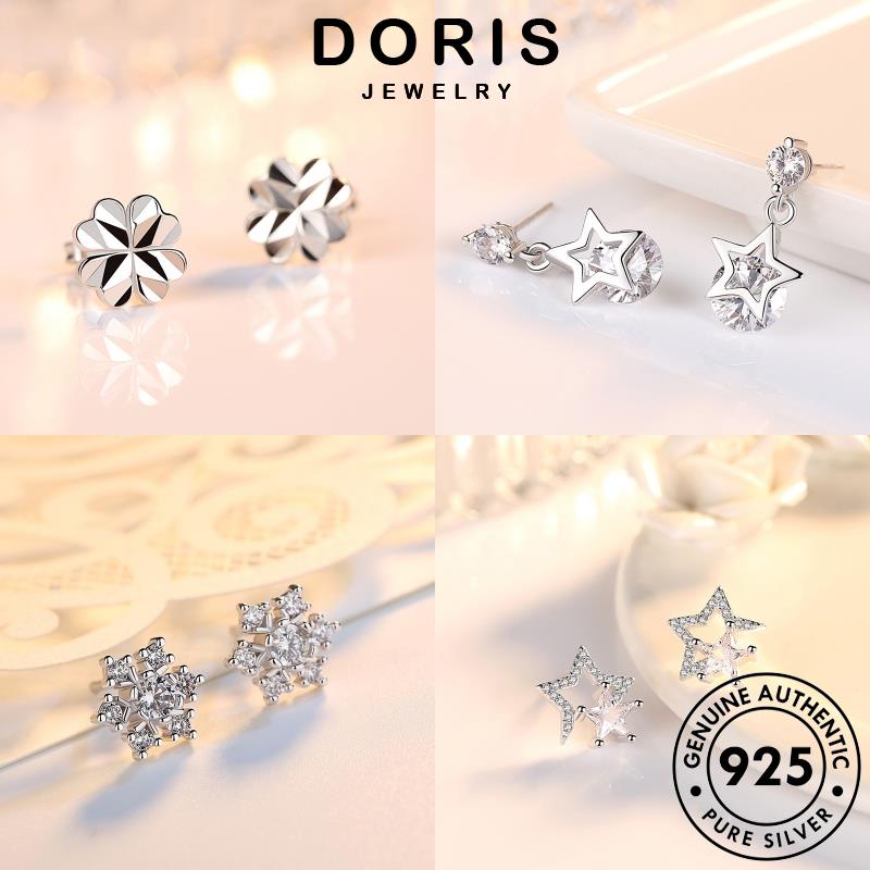 DORIS JEWELRY 925 Pearl Silver Stud Diamond Italy Moissanite Tassel Piercing Clip Earrings Helix