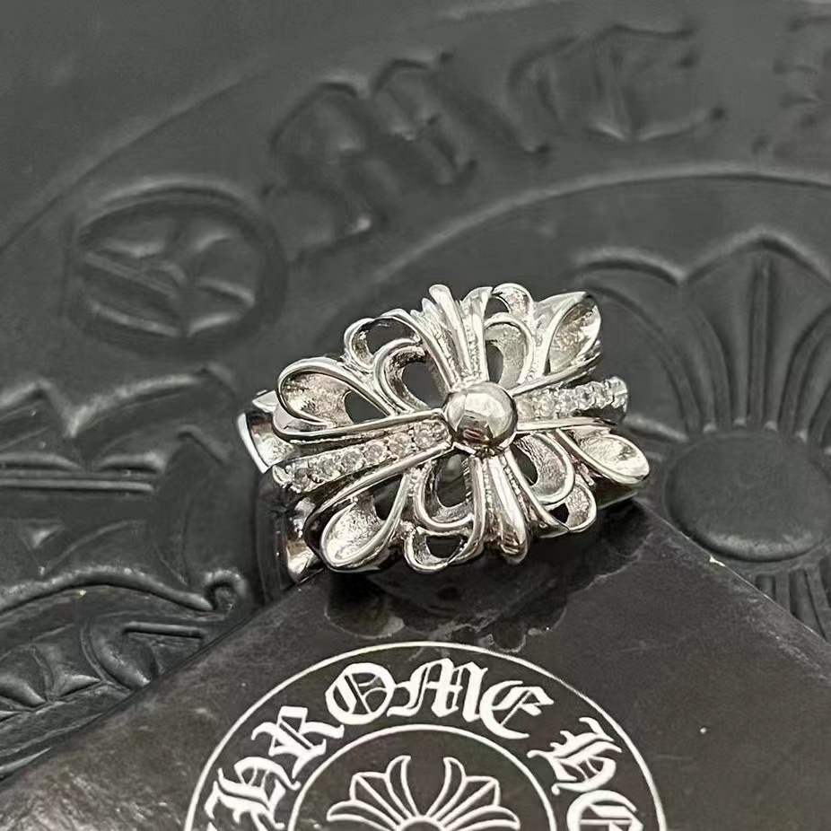 Chrome hearts double hot sale floral ring