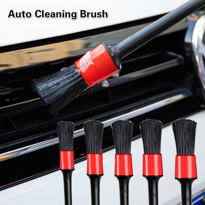 HOT 5Pcs/set Car Detailing Brush Auto Cleaning Natural Brushes tool Car Wash Brush for Car Interior Cleaning Wheel Gap Rims Dashboard tool Auto Detail Tool Cleaner Newest Brush Set Accessories