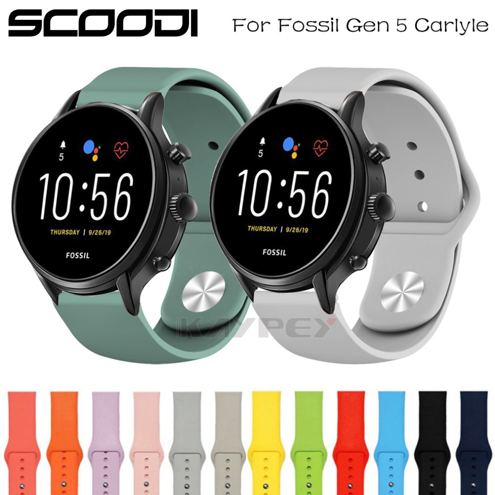 22mm Silicone Strap Band For Fossil Gen 5 Carlyle HR Julianna HR Band for Fossil Sport 43mm Q Explorist HR Gen 4 Bracelet Shopee Singapore
