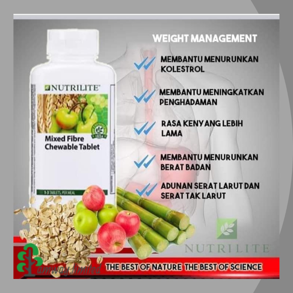 Nutrilite Mixed Fibre Chewable Tablet (60 tab) EXP//12/23 Shopee