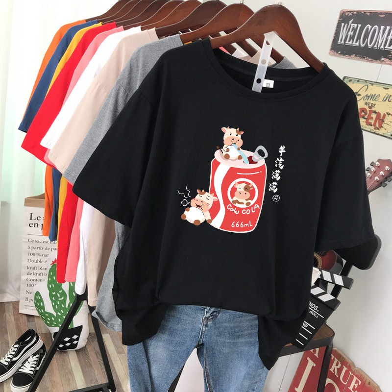 ◇▫Korean HouseWomen's Blouse Summer 2021 CNY/ Chinese New OX Year Short sleeve T shirt Fashion Clothing Round Neck Stu