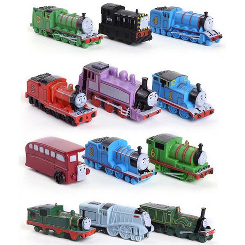 12 Pieces / kit Thomas and Friends Trains Trackmaster Engine ABS Plastic Train Toy Model Mini