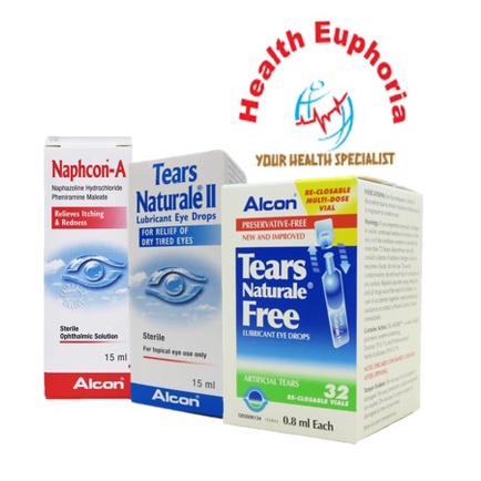 Alcon Tears Naturale II 15ml / Preservative Free 30x0.4ml / Naphcon-A ...