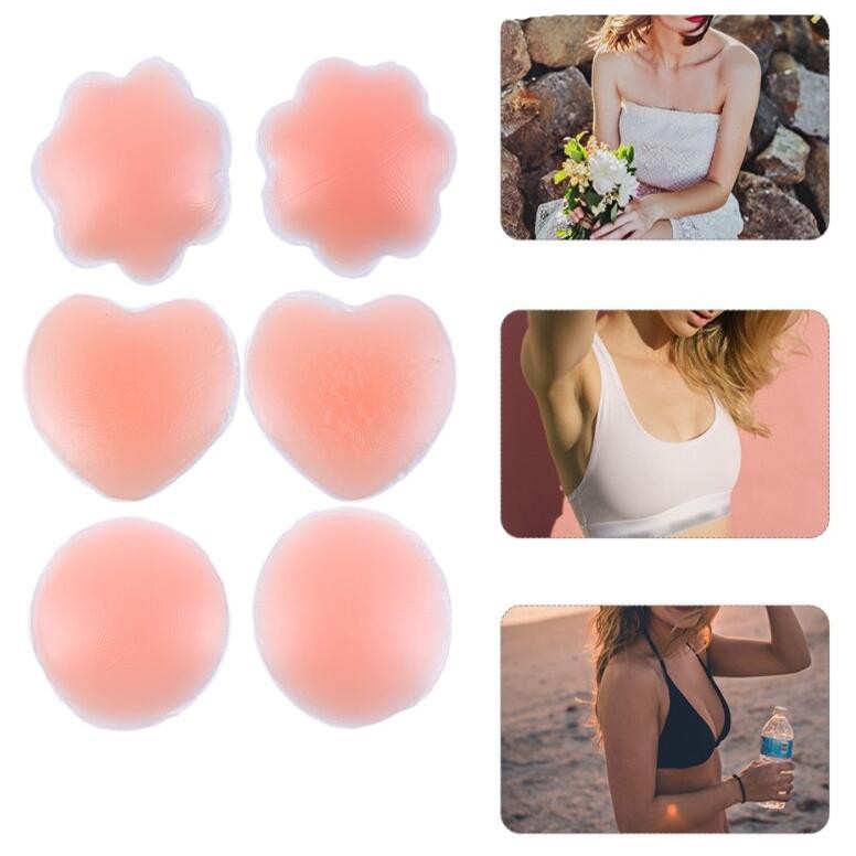1 pair of silicone nipple anti-bump invisible chest stickers anti-glare nipple  stickers with non-woven nipple to increase protection Nipple Cover Breast  Lift Bra Invisible