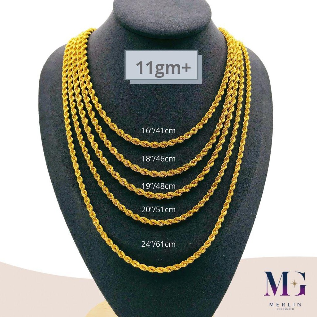 Merlin Goldsmith 22K 916 Gold Hollow Rope Chain (11gm+) | Shopee Singapore