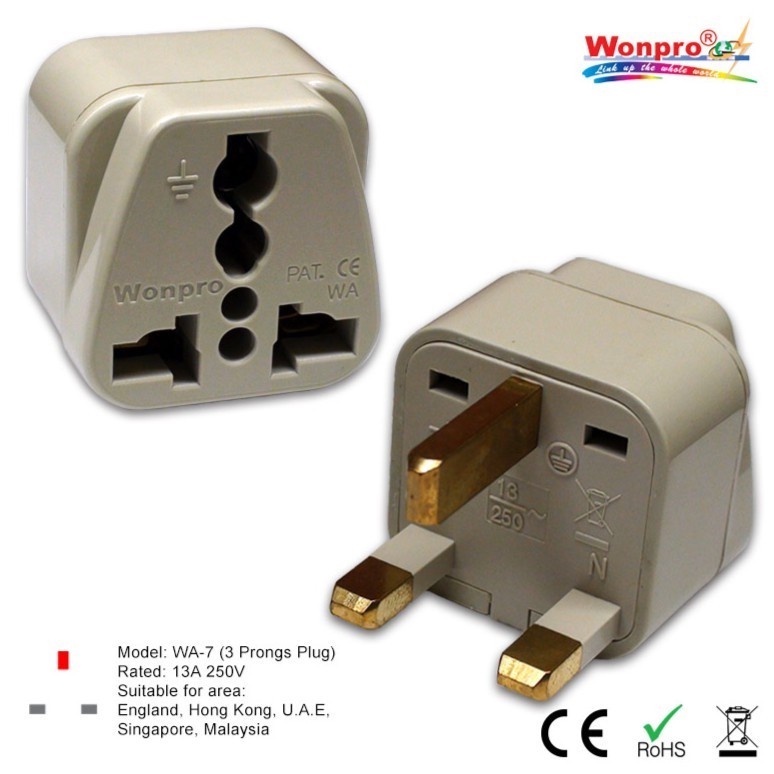 WONPRO, Universal Travel Adapter WA-7 UK, HK, U.A.E, | Shopee Singapore