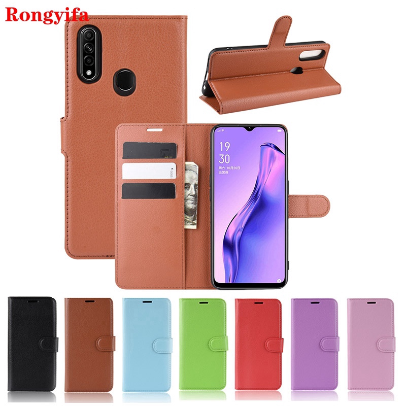 OPPO A91 A8 A9 A5 2020 A7 AX5S A5 AX5 Case Leather Business Wallet Flip Card Package Stand Holder Case Cover