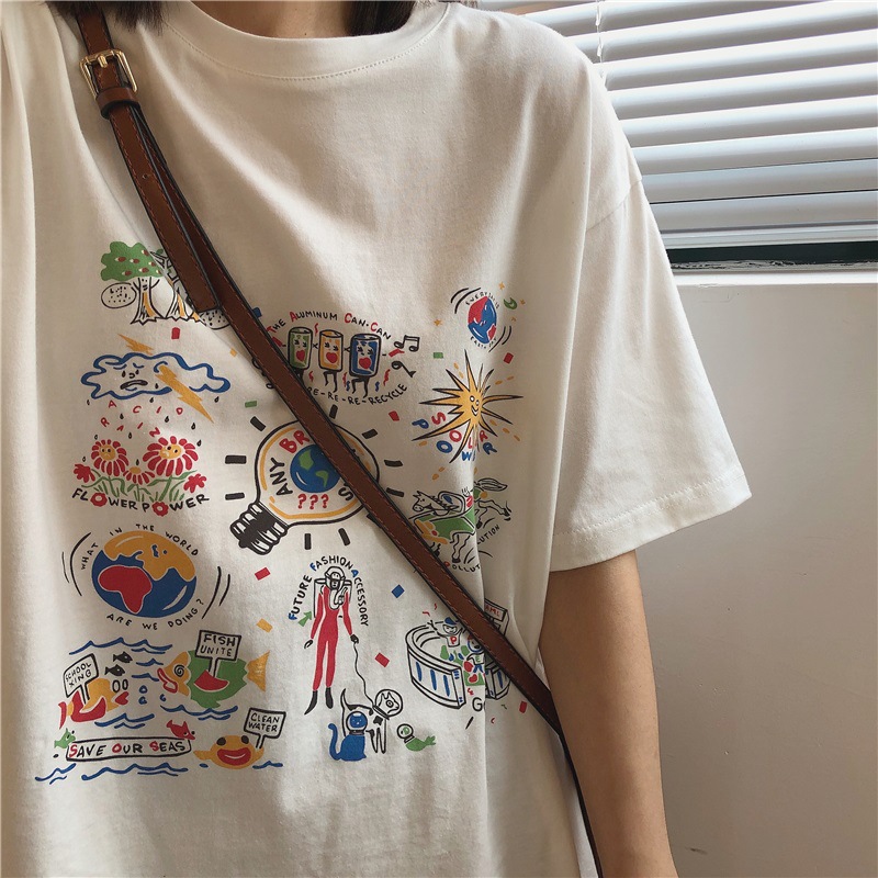 White T-shirt women's short-sleeved summer 2021 Korean version of ins tide top loose students were thin Korean women's clothing