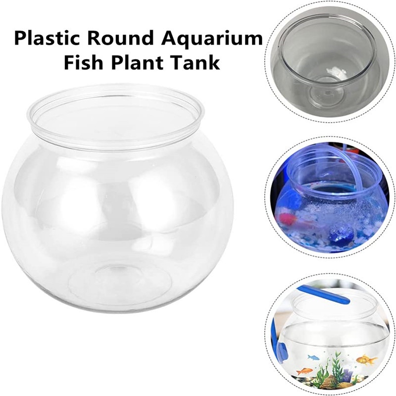 AQUARZOO Plastic Round Aquarium Fish Plant Tanks Unbreakable Clear ...