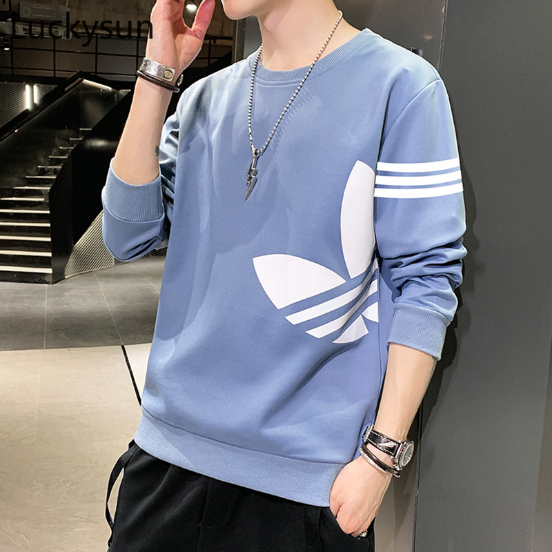 Men Long Sleeves Round Neck Pullover Sweater Fashion Printing