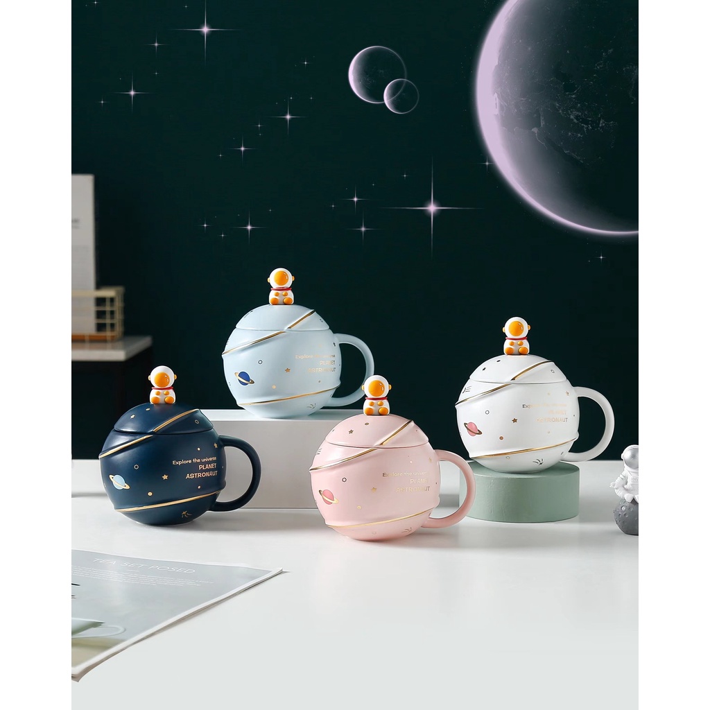 [Minifaith.sg] [READY STOCK] 🌠 Spaceman Ceramic Cup With Stirrer 🌠 🌃 ...