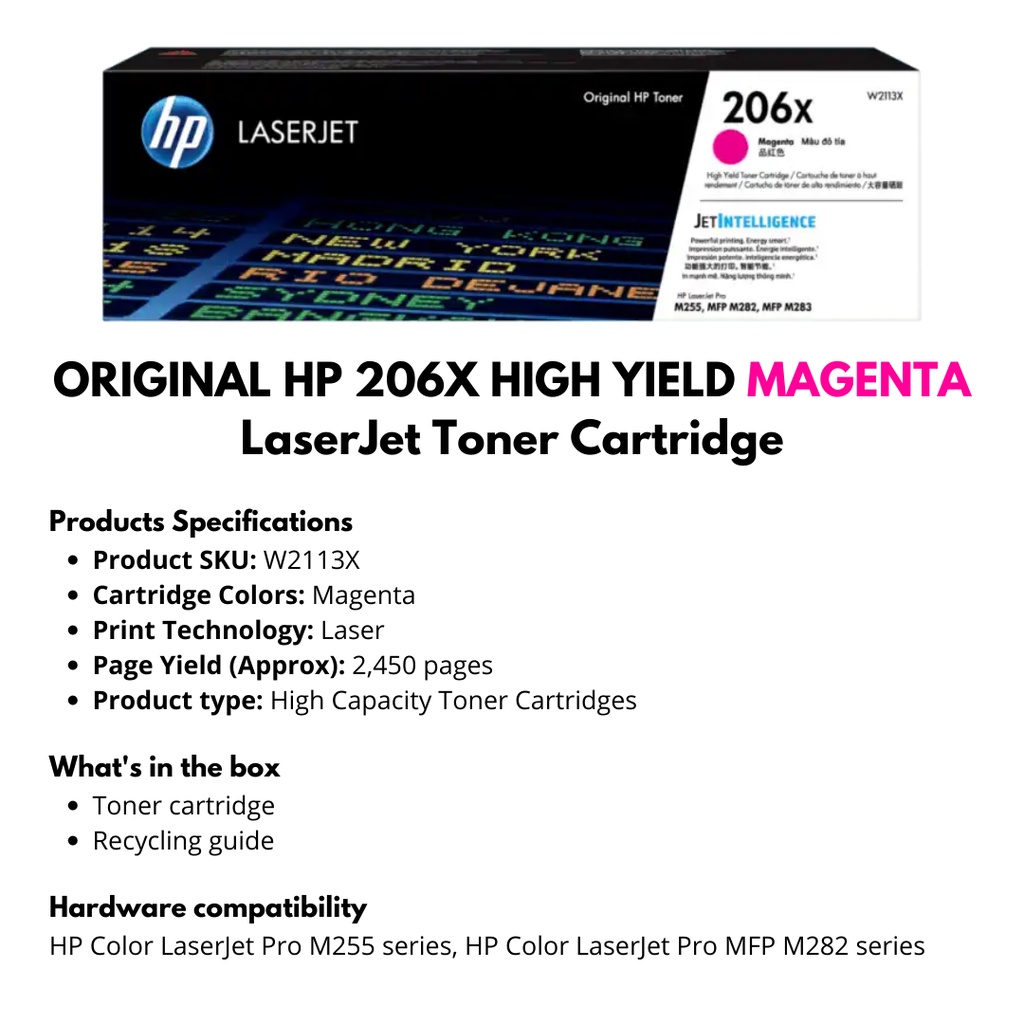 ORIGINAL HP 206X Black Cyan Yellow Magenta Toner Cartridge SET (W2110X ...