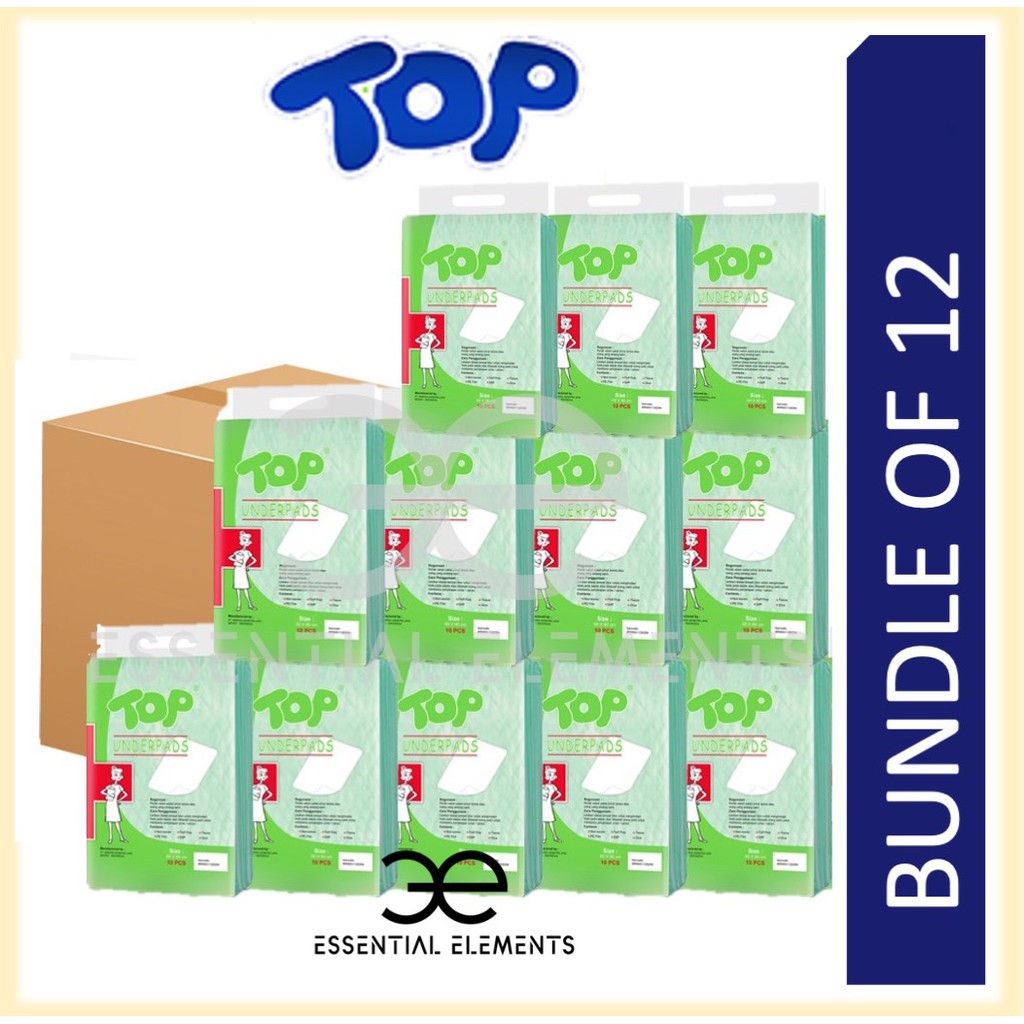 [BUNDLE OF 12] TOP UNDERPADS (60cm X 90cm) 10s Absorbent Underpad