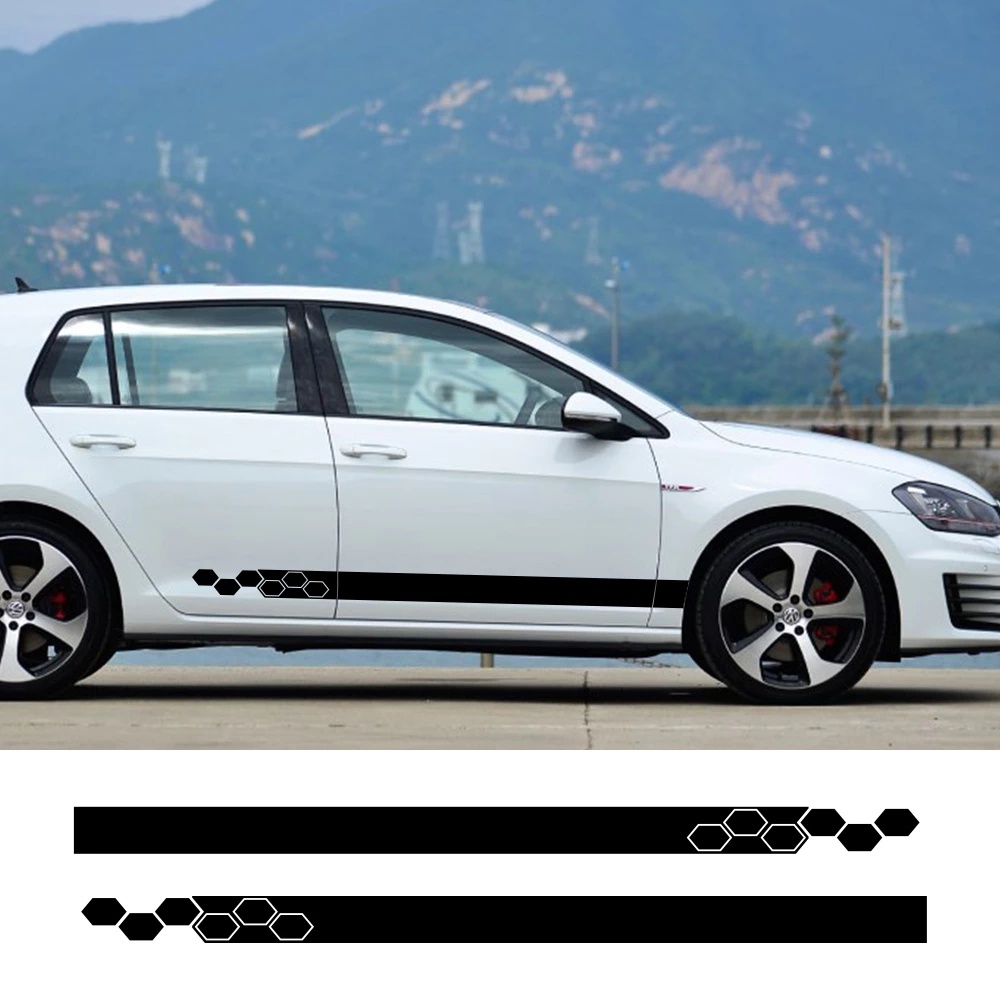 Car Stickers Door Side Skirt Vinyl Wrap Racing Decals For Volkswagen VW ...