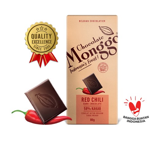 HITAM Chocolate Monggo | Red Chili & Dark Chocolate 80gr | Pure ...