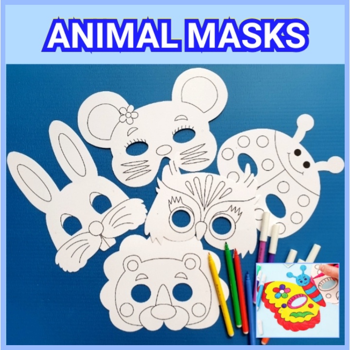 DIY Animal Masks Art and Craft Colouring Activity Storyteling Role-Play ...