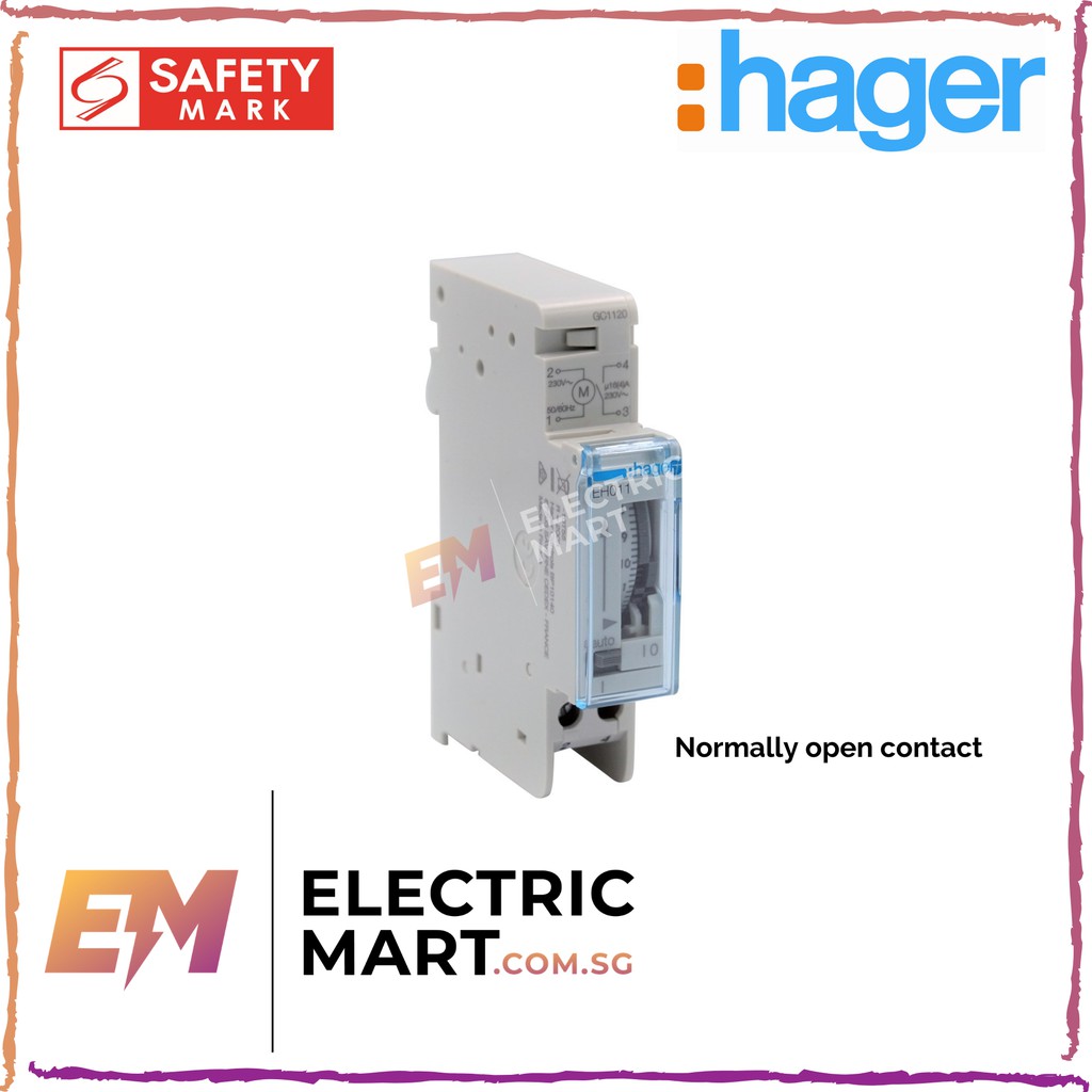 hager EH011 Time switch daily cycle with reserve 230V, IP20, single