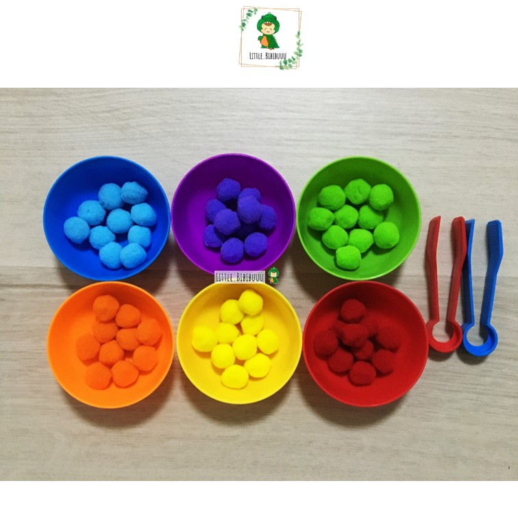 Colourful Counting Sorting Matching Bowl/Pom Pom/Tongs/Pop It Fidget