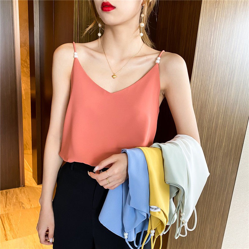 Chiffon spaghetti sale strap top