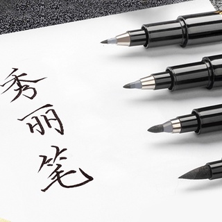 3pcs chinese japanese calligraphy brush marker or refillable black  lettering marker soft handwriting pen as Tombow Fudenosuke