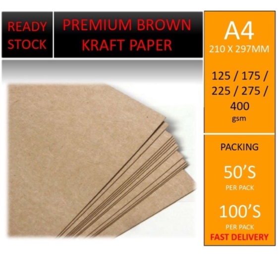 A4 210X297MM PREMIUM BROWN KRAFT PAPER / CRAFT PAPER Shopee Singapore
