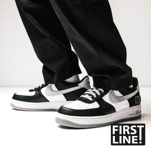 Nike air force on sale black with white line