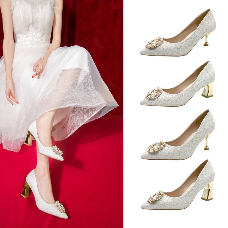 White sparkle hot sale wedding shoes