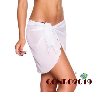Womens Beach-Sarong Swimsuit Cover-Ups Side Tie Waist Split Wrap Short  Skirt