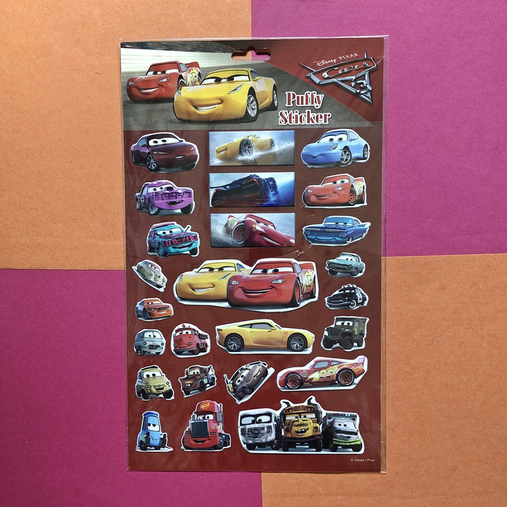 [ A4 Size ] Disney Cars Puffy Stickers [ Lightning Mcqueen ] | Shopee ...