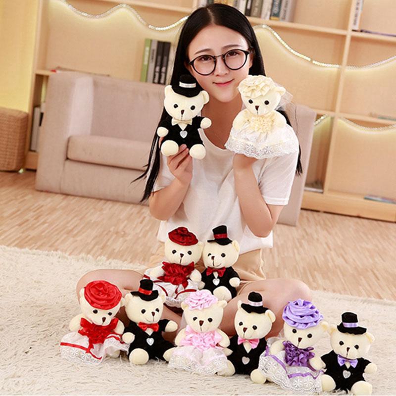 2PCS Stuffed Animal Couple Teddy Bear Plush Toy Doll Wedding Valentine