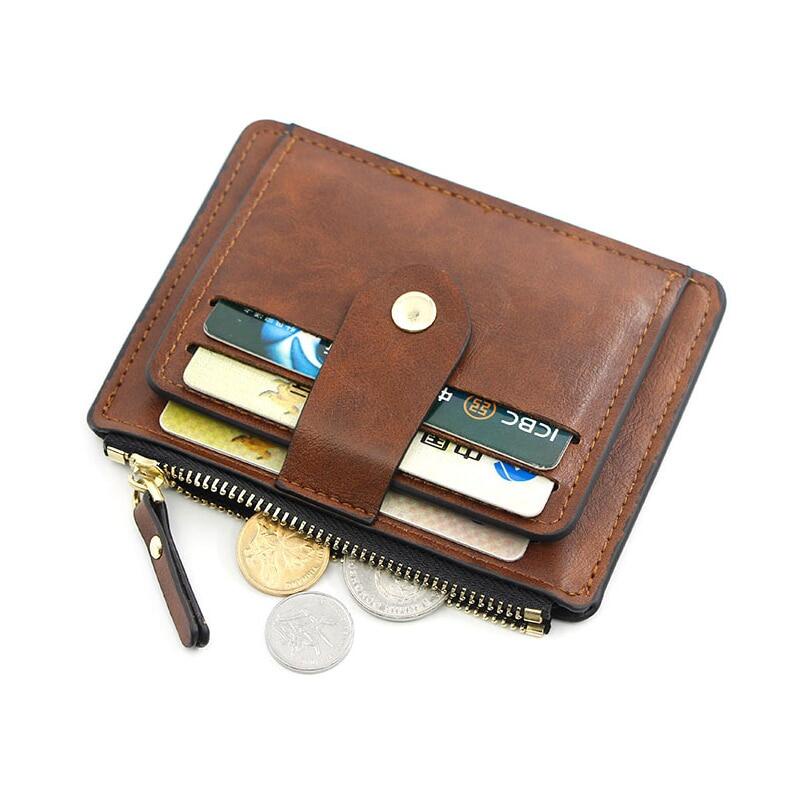 Small Fashion Credit ID Card Holder Slim Leather Wallet With Coin ...