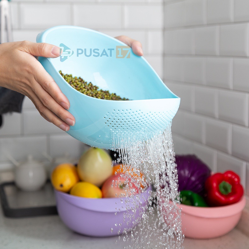 WADAH CUCI BERAS / BASKOM CUCI BERAS SAYUR BUAH ALAT CUCI BERAS DAN SAYURAN SERBAGUNA SARINGAN BERAS - Gambar 3