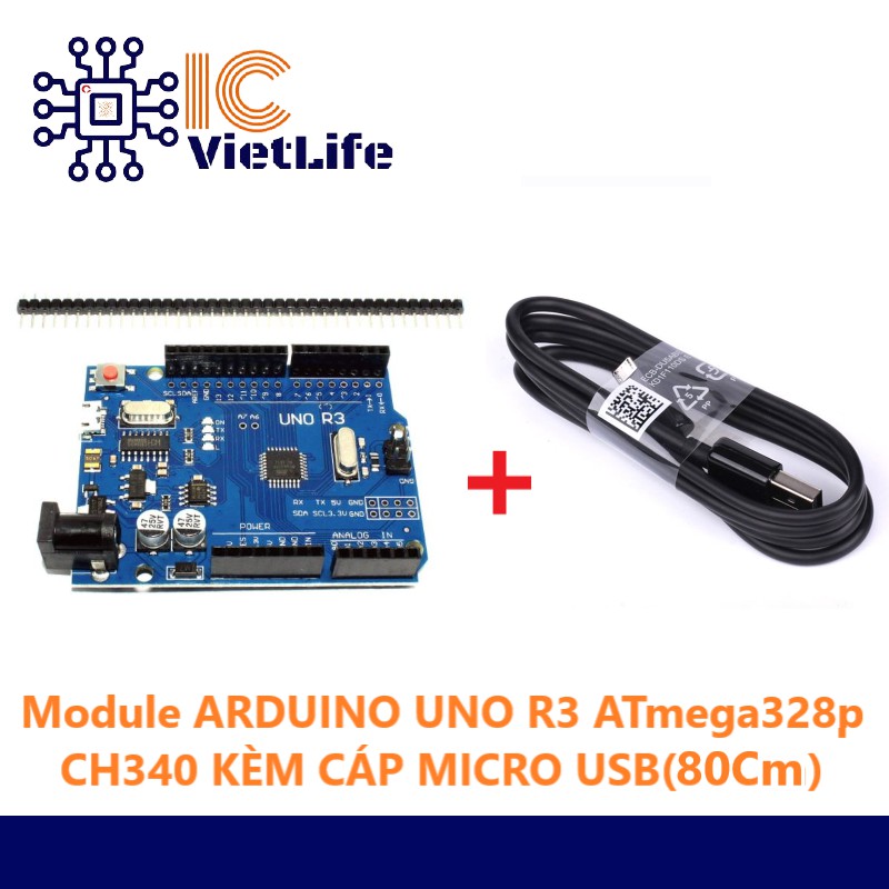 Arduino UNO R3 Module ATmega328p CH340 WITH MICRO USB CABLE (80 Cm) NEW ...