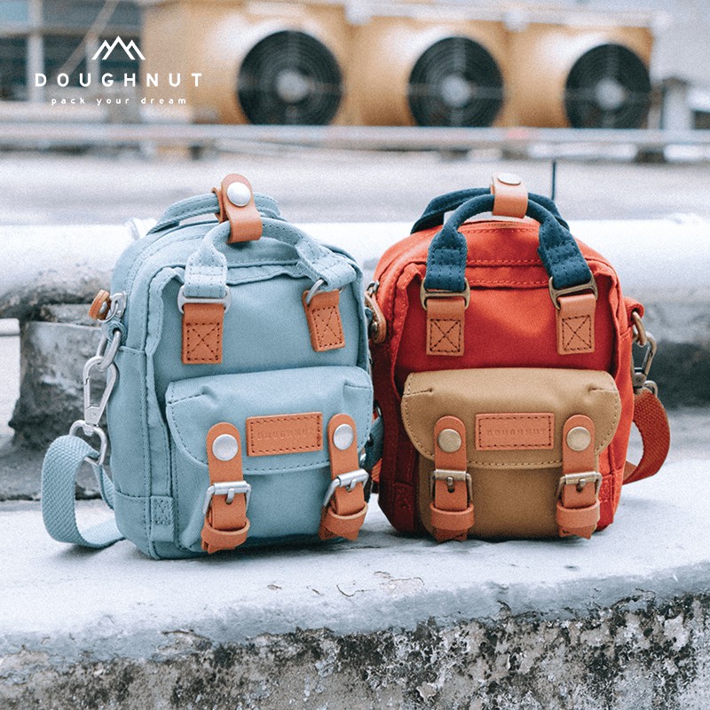 Doughnut Macaroon Mini Sling Bag Fashion Cute Waterproof Tiny Classic Shoulder Bag Girl Oxford Cloth Rainbow Color with Buckle Shopping