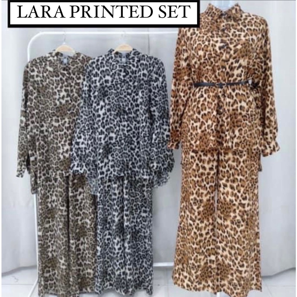 LARA PRINTED SET - LEOPARD FASHION | Shopee Singapore
