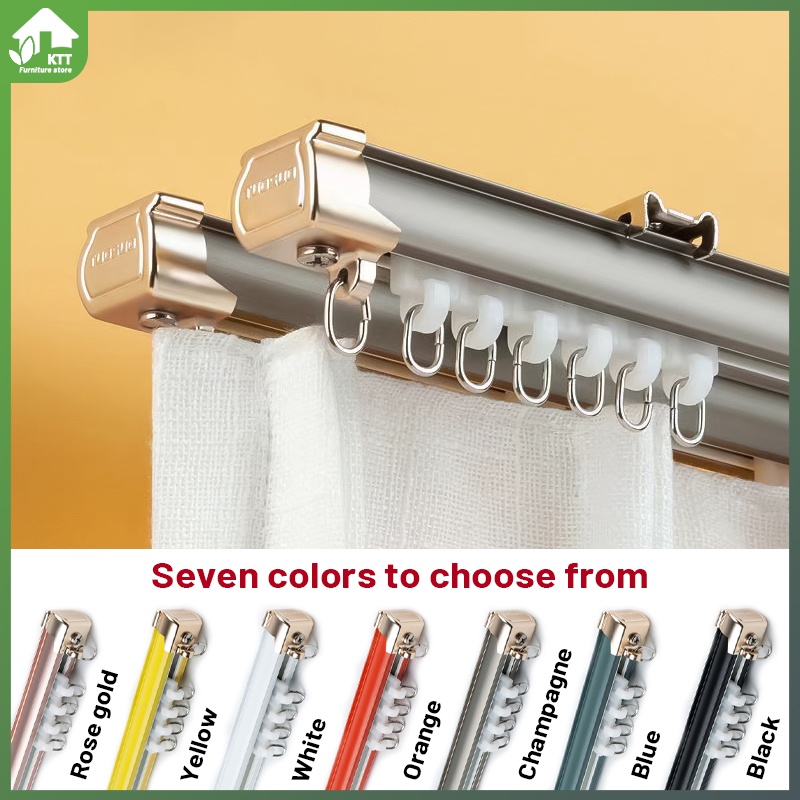 Curtain track thickened aluminum alloy mute curtain rod track slide ...