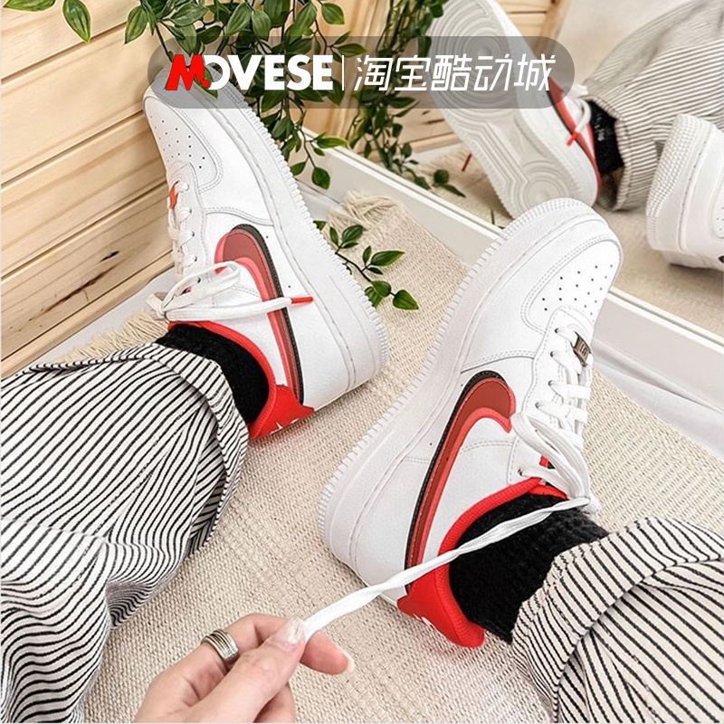 Air force 1 hot sale white red black