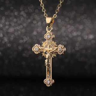 Fashion Christian Rainbow Crystal Zircon Jesus Cross charms