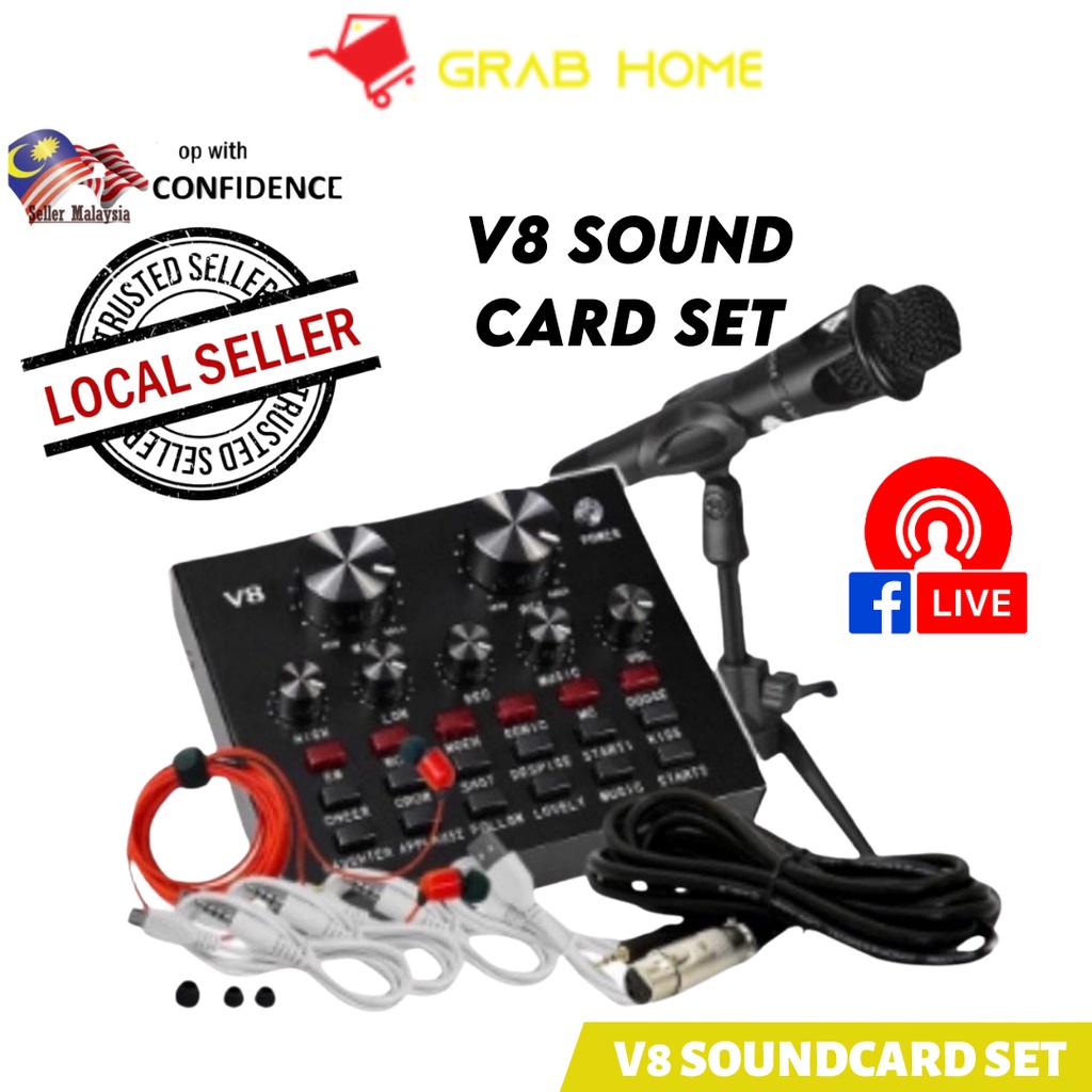 V8 V8S R8 PC Voice Chat Singing Live Broadcast Sound Card Shopee