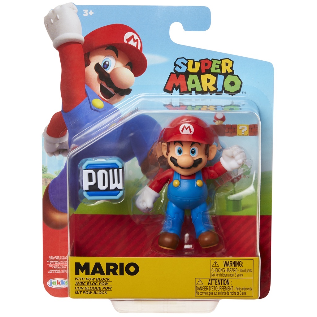 Nintendo Super Mario 4-inch MARIO with POW BLOCK, Collectible and ...