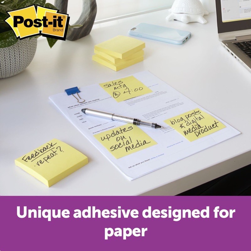 3M Post-it Notes Yellow Sticky Notes 100 sheets per pack Post it Sticky ...
