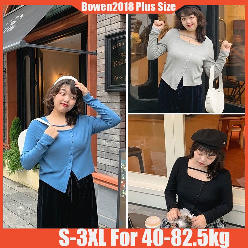 Plus Size Women's Clothing T-shirts Early Autumn Thin Type Cardigan Irregular Crop Top For Women