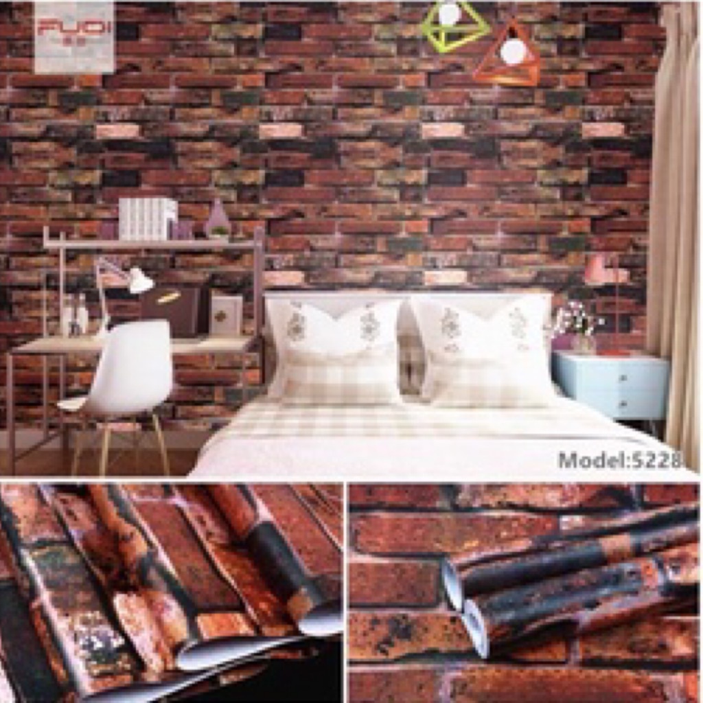 10m Brick Wallpaper Rust Red Peel and Stick Wallpaper Self Adhesive ...