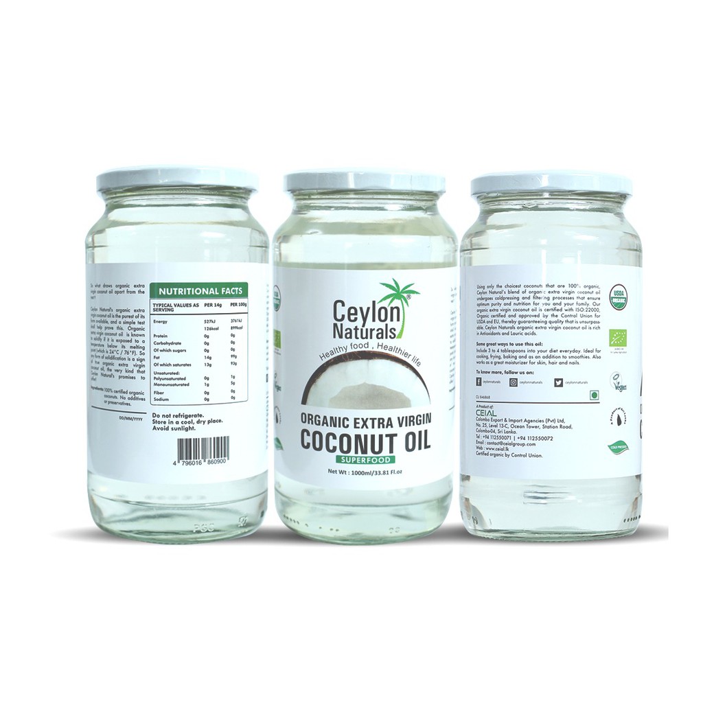 Organic Extra Virgin Coconut Oil 1000ml Shopee Singapore