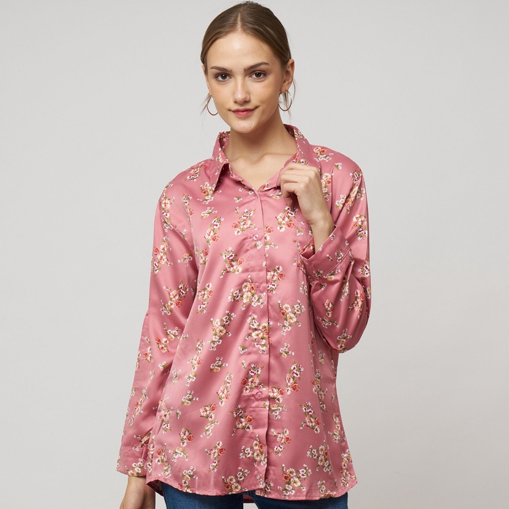 Monellina 006155 Kemeja Oversize Wanita Lengan Panjang - Gambar 2