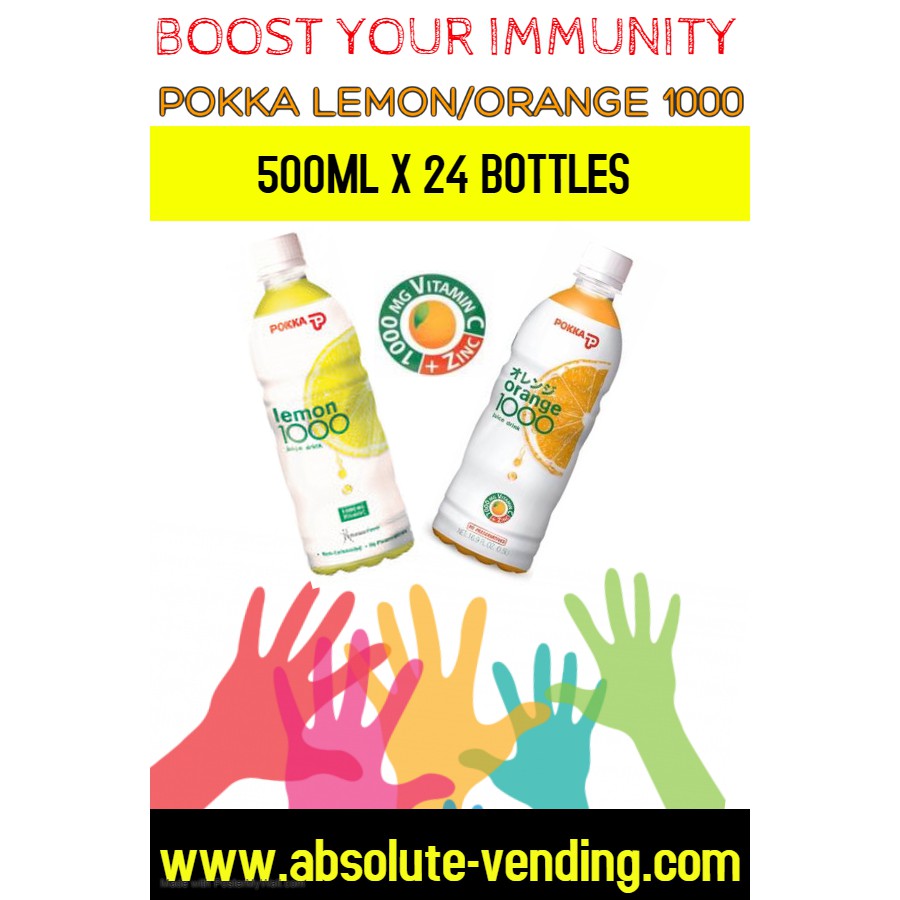 POKKA Lemon/Orange 1000MG Vitamin C 500ML X 24 BOTTLES Shopee Singapore