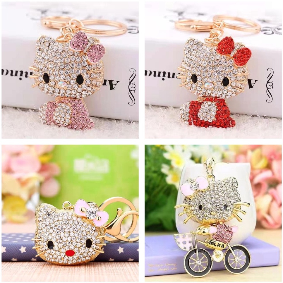 Hello Kitty key chain crystal 3D metal diamond KEYCHAIN RING car wallet packaging decoration Christmas gift Shopee Singapore