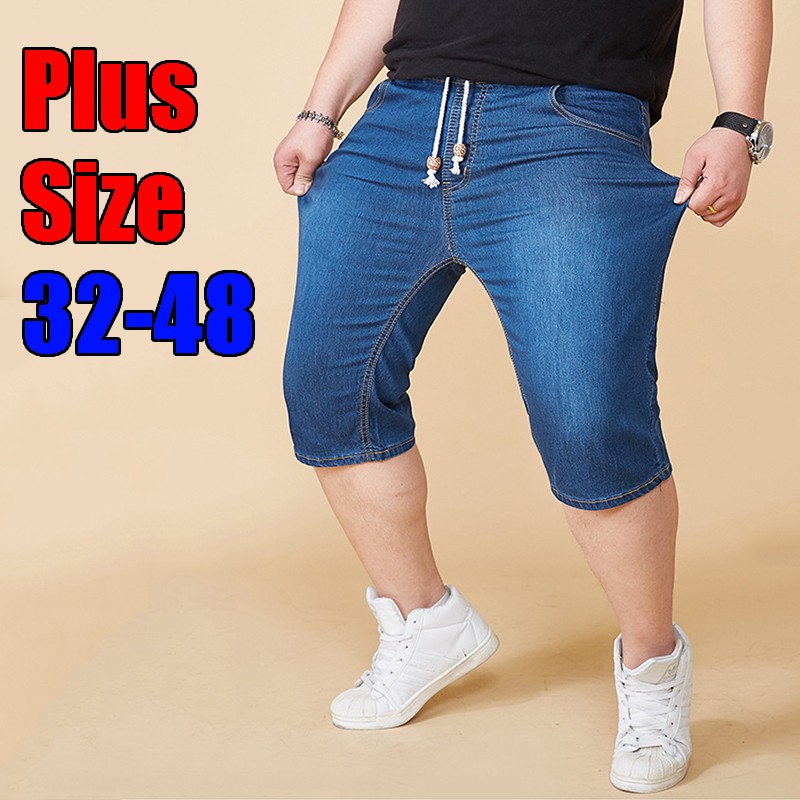 Mens jean shorts on sale with elastic waist