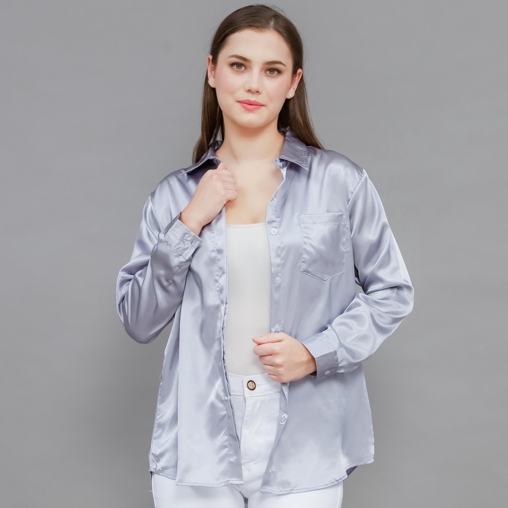 Monellina 601247 Kemeja Satin Wanita Lengan Panjang - Gambar 4